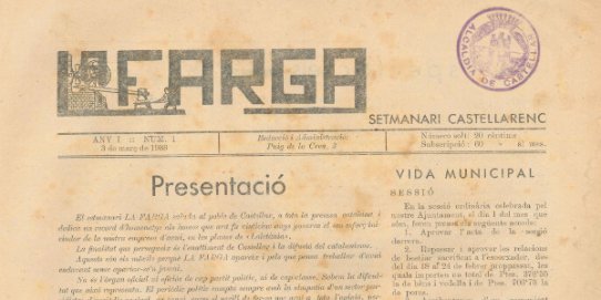 Fragment de la portada del primer número de La Farga, el 8 de març de 1933.