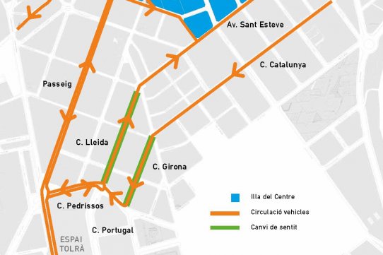 Infografia sobre els canvis de circulació dels carrers de Lleida i Girona.