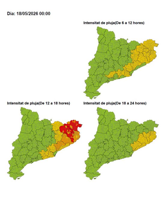  Protecció Civil activa l'Alerta del Pla INUNCAT per la previsió de pluges avui, dilluns 18 de maig