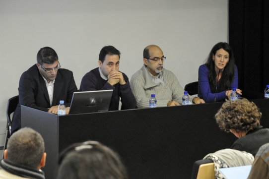 D'esquerra a dreta, Eduard Casan, de GRECCAT, Manel Gil, d'EDAS, el regidor de Transport i Mobilitat, Jordi Carcolé, i Susana Aladro, de la Diputació de Barcelona