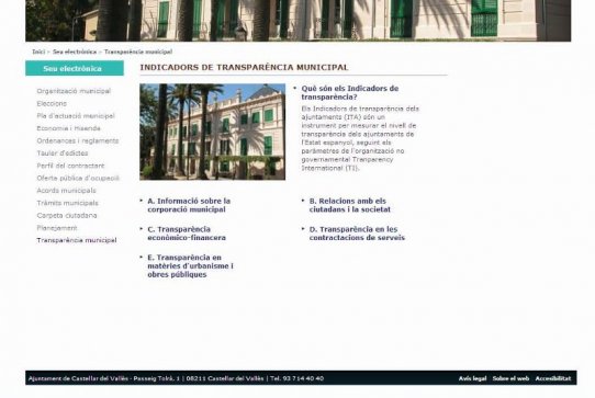 L'Ajuntament ha inclòs al web municipal 61 indicadors de transparència municipal