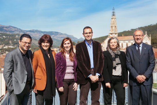 D'esquerra a dreta, els alcaldes de Sabadell, Barberà, Montcada i Reixac, Castellar, la presidenta del Consorci de Turisme del Vallès Occidental i l'alcalde de Ripollet