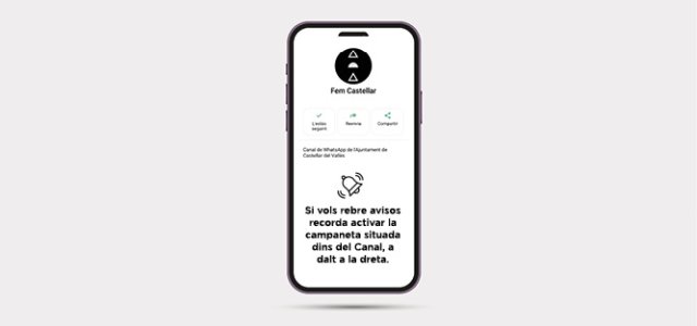 L’Ajuntament ha estrenat 
un canal de difusió 
de WhatsApp!
Segueix-lo!